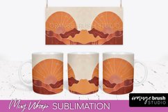 Boho Mug Wrap - Minimalist Landscape Mug Sublimation Design Product Image 1