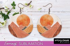 Boho Landscape Round Earring Sublimation, Minimalist Earring Product Image 1