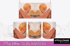 Boho Mug Wrap - Minimalist Landscape Mug Sublimation Design Product Image 1
