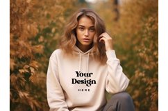 Boho Blank Hoodie Model Mockup Soft Cream Color15 Product Image 1