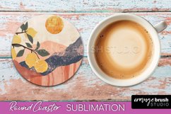 Boho Round Coaster Sublimation, Minimalist Landscape Design Product Image 1