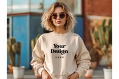 Boho Blank Sweatshirt Model Mockup Soft Cream Color16 Product Image 1
