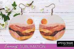 Boho Landscape Round Earring Sublimation, Minimalist Earring Product Image 1
