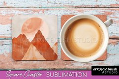 Boho Square Coaster Sublimation - Minimalist Landscape PNG Product Image 1