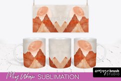Boho Mug Wrap - Minimalist Landscape Mug Sublimation Design Product Image 1