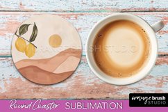 Boho Round Coaster Sublimation, Minimalist Landscape Design Product Image 1