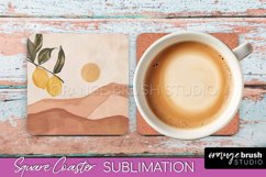 Boho Square Coaster Sublimation - Minimalist Landscape PNG Product Image 1