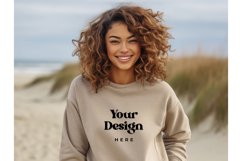 Boho Blank Sweatshirt Model Mockup Soft Cream Color3 Product Image 1