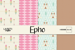 boho baby digital paper with teepees