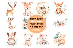 Boho baby watercolor clipart PNG Bundle Product Image 1