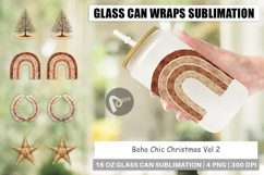 Boho Chic Christmas Glass Can Product Image 1