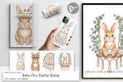 Boho Chic Easter Bunny Digital Paper Product Image 1