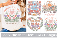 Boho Christian Floral PNG Designs, Sublimation Graphics Product Image 1