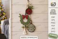 Christmas Hanging Ornaments Laser Cut. Wall Decor SVG Product Image 1