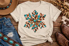 Western Snowflake PNG, Turquoise Cowhide Christmas Product Image 2