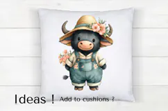 Boho Buffalo Clipart PNG Cute Farm Animal with Flowers Product Image 4