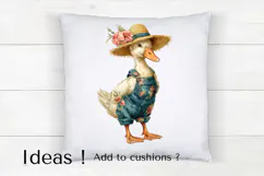 Boho Duck Clipart PNG Farm Animal with Floral Overalls Product Image 4
