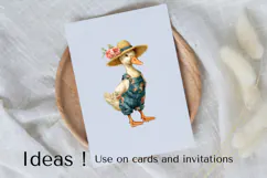 Boho Duck Clipart PNG Farm Animal with Floral Overalls Product Image 3
