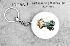 Boho Dog Clipart PNG White Puppy in Floral Overalls Product Image 5