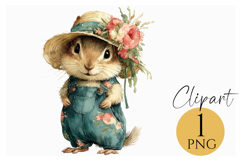 Boho Hamster Clipart Cute Floral Animal PNG Product Image 1