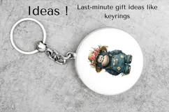 Cute Gorilla Clipart in Floral Overalls and Straw Hat PNG Product Image 5