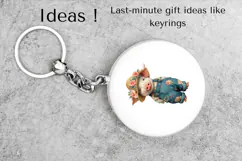 Boho Pig Clipart Cute Farm Piglet in Floral Overalls PNG Product Image 5