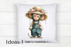 Boho Monkey Clipart Watercolor Baby Animal PNG Product Image 4