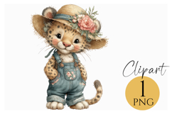 Boho Leopard Clipart Safari Jungle Baby Animal PNG Product Image 1