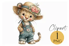 Boho Leopard Clipart Safari Jungle Baby Animal PNG Product Image 1