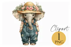 Boho Elephant Clipart Safari Baby Animal PNG Download Product Image 1