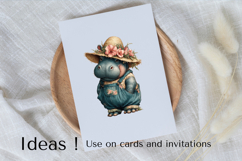Boho Hippo Clipart Cute Farm Animal PNG for Kids Product Image 3