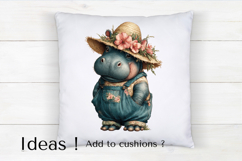 Boho Hippo Clipart Cute Farm Animal PNG for Kids Product Image 4
