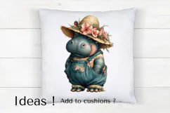 Boho Hippo Clipart Cute Farm Animal PNG for Kids Product Image 4
