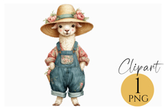 Boho Llama Clipart Cute Farm Animal PNG for Nursery Crafts Product Image 1
