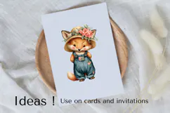 Boho Fox Clipart Cute Woodland Animal PNG for Nursery Art Product Image 3