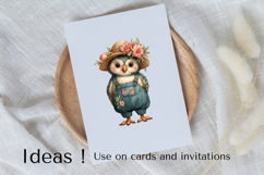 Boho Owl Clipart Cute Woodland Bird PNG for Nursery Decor Product Image 3