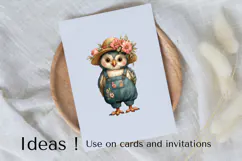 Boho Owl Clipart Cute Woodland Bird PNG for Nursery Decor Product Image 3