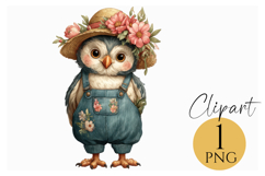 Boho Owl Clipart Cute Woodland Bird PNG for Nursery Decor Product Image 1