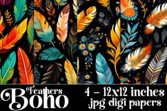 Boho Feathers Patterns, Boho Feathers 12x12 Backgrounds, s1 Product Image 1