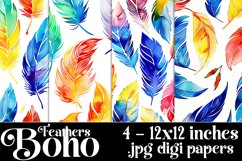 Boho Feathers Patterns, Boho Feathers 12x12 Backgrounds, s11 Product Image 1