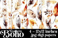 Boho Feathers Patterns, Boho Feathers 12x12 Backgrounds, s15 Product Image 1