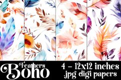 Boho Feathers Patterns, Boho Feathers 12x12 Backgrounds, s16 Product Image 1