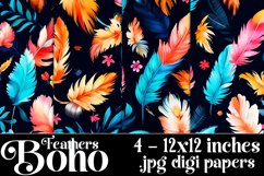 Boho Feathers Patterns, Boho Feathers 12x12 Backgrounds, s18 Product Image 1