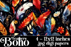 Boho Feathers Patterns, Boho Feathers 12x12 Backgrounds, s2 Product Image 1