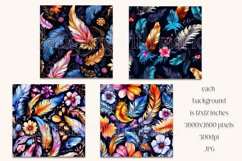 Boho Feathers Patterns, Boho Feathers 12x12 Backgrounds, s21 Product Image 2