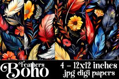 Boho Feathers Patterns, Boho Feathers 12x12 Backgrounds, s22 Product Image 1
