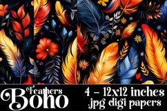 Boho Feathers Patterns, Boho Feathers 12x12 Backgrounds, s23 Product Image 1
