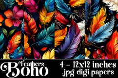 Boho Feathers Patterns, Boho Feathers 12x12 Backgrounds, s27 Product Image 1
