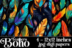Boho Feathers Patterns, Boho Feathers 12x12 Backgrounds, s3 Product Image 1