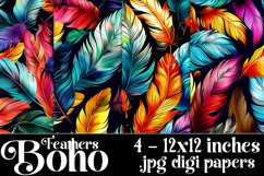 Boho Feathers Patterns, Boho Feathers 12x12 Backgrounds, s5 Product Image 1